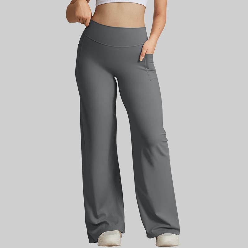 OQQ Women'S Casual Pants High-Waisted Loose Fitting Casual Pants Comfortable and Elastic Loose Pants with Stretchy Material Side Hidden Pocket Straight Leg Hem