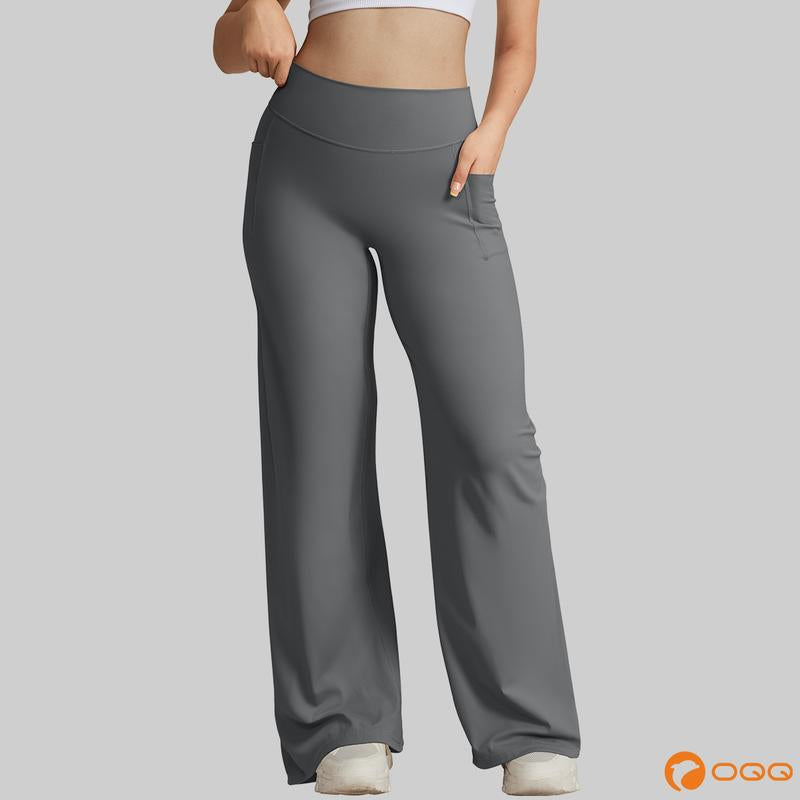 OQQ Women'S Casual Pants High-Waisted Loose Fitting Casual Pants Comfortable and Elastic Loose Pants with Stretchy Material Side Hidden Pocket Straight Leg Hem