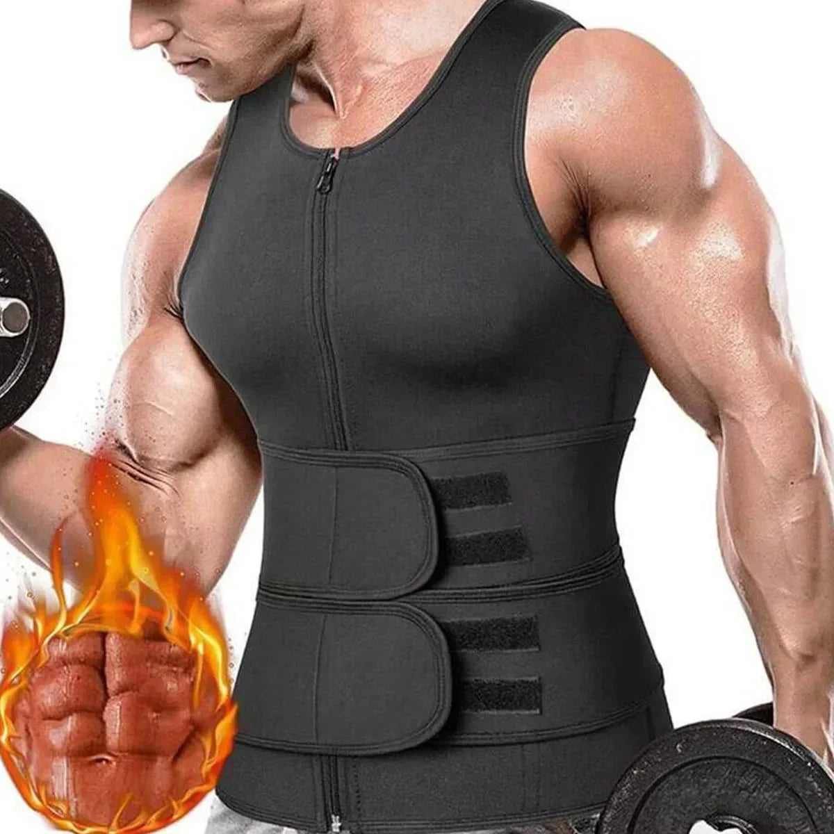 Men'S Compression Sweat Sauna Vest New Slimming Suit for Students Waist Belts Body Shaper Tank Top for Workout Fitness Gym
