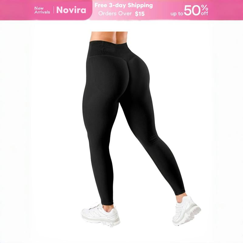 NOVIRA Sport Women'S Plain High Waist Sports Leggings, High Stretch Seamless Tummy Control Yoga Leggings, Ladies Sportswear for Indoor Outdoor Wear, Gym Activewear, Tight Leggings, Workout Clothes Women