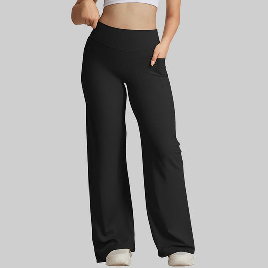 OQQ Women'S Casual Pants High-Waisted Loose Fitting Casual Pants Comfortable and Elastic Loose Pants with Stretchy Material Side Hidden Pocket Straight Leg Hem
